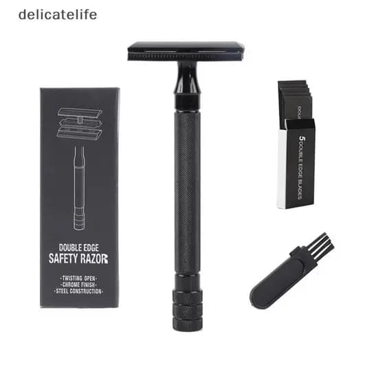 Navalha De Barbear De Segurança Ajustável Masculina Clássica Com Escova Pequena E