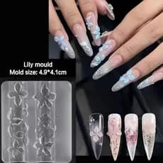 Molde De Silicone Para Unhas , Formato De Flor Rosa , Decorações Salão De Beleza , Design DIY Ferramenta De Manicure Est
