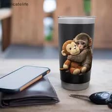Macaco Bonito Boxe Brinquedo De Pelúcia Copo Térmico De Aço Inoxidável Grande Capacidade Isolado Para Esportes Ao Ar Liv