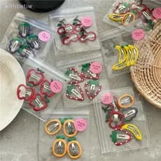 (withbetiw) Acessórios Para Cabelo De Meninas , 4 Peças , 6 Design De Frutas , Grampos De BB , Lindas Presilhas De Moran