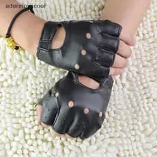 Luvas De Couro Bla Sem Dedos Condução Moda Masculina Mulheres Meio Dedo Novo