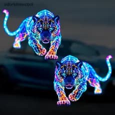 2 Pçs Luminoso Neon Tigre Carro Stiers Auto-Adesivo Decalques À Prova Dwaterproof Água Para Motocicleta Tablet Skate Dec