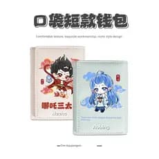 Nezha's Demon Boy Haunted Sea Cute Carteira Curta Feminina INS Estilo Nicho Original Carteira de Estudante PU de Alto Va
