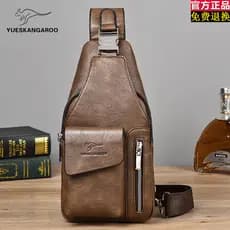 Mike Kangaroo Peito Bolsa Homens Grande Capacidade Textura de Couro Genuíno À Prova D 'Água Retro Crossbody Bolsa Casual