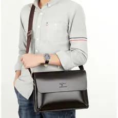 Bolsa masculina de couro estilo Horizontal bolsa mensageiro masculina de grande capacidade bolsa de ombro de couro puro