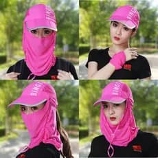 Chapéu de sol feminino verão capa rosto Anti-ultravioleta chapéu de sol veículo elétrico máscara de seda gelo ciclismo p