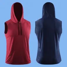 Colete masculino camiseta com capuz sem mangas solto correndo esportes basquete Fitness respirável de secagem rápida top