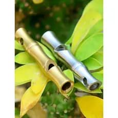 Apito de bambu requintado de aço inoxidável esculpido, apito de sobrevivência ao ar livre, coleção de arte, banheiro, em