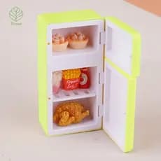 Trove Modelo De Geladeira Em Miniatura Conjunto Casa De Bonecas Cena Exibição Realista Pequeno Acessório Crianças Mini Q