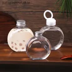 KABR 320/500ML Garrafa De Água Redonda Plana Transparente Leite Chá Café Garrafas Bebendo Portátil PET Suco Bebida .