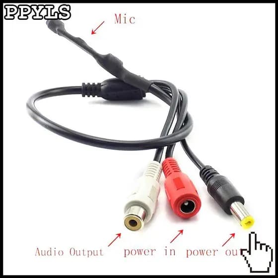 Spy Hidden Mini Áudio CCTV Microfone MIC DC 15V DVR Sistema De Segurança