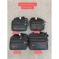Bolsa de ombro de couro de primeira camada, bolsa mensageiro masculina de couro genuíno, grande capacidade, vários compa