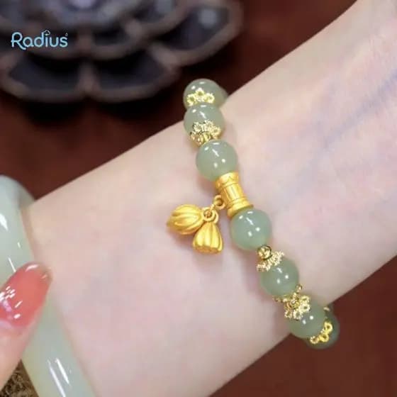 Raio De Bambu Natural Frisado Pulseira Novo Estilo Chinês Jade Para Mulher Requintado Luy Hotan