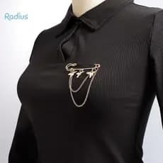 Raio Elegante Pérola Corrente sel Broche Jóias Acessórios De Vestuário Feminino Estilo Vintage Emblema Para Sacos Casaco