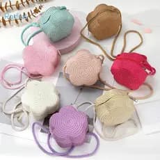 Radius Artesanal Crianças Meninas Bolsa De Ombro Flor Palha Sacos Do Bebê Saco Mensageiro Chaves Moeda Bonito Princesa M