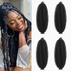 Raio 16 Polegada Kinky Torção Afro Cabelo Sintético Pré Separado Elástico Extensões De Crochê Solução Leve Para DIY Tran