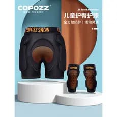 COPOZZ Equipamento de proteção para esqui infantil Almofada de quadril Joelheira Conjunto de cotoveleira Patinação Calça