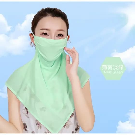 Véu de proteção solar de seda gelo proteção solar máscara respirável verão feminino anti-ultravioleta pára-sol pescoço p