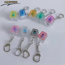 1 Teclas Cor Clara LED Teclado Mecânico Chaveiro Brinquedo Alívio Do Estresse DIY Botão Dedo Tampas Chave Interruptor Ei