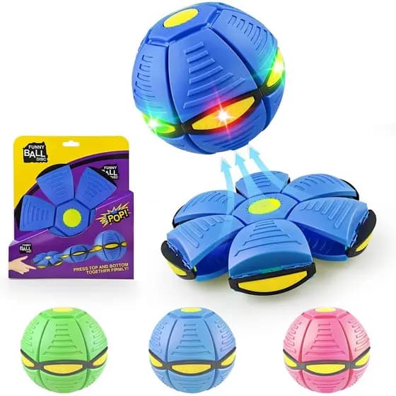 Bola Mágica Saltitante com 6 Luzes e Modo Duplo – Design Transformável Pop-Out, Meta-Ball – Salto UFO – Bola Saltitante