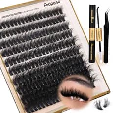 Kit de Extensão de Cílios Focipeysa, Kit de Extensão de Cílios Espessos 10-18mm, Cílios em Cluster Volumosos 200D, Kit d