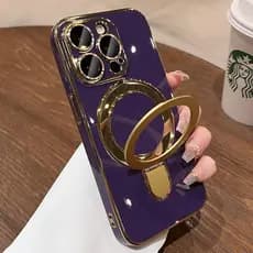 Capa para iPhone 16 Pro Max com Suporte de Anel Magnético Invisível, Proteção de Lente de Câmera Integrada de Grau Milit