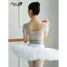 Pequeno jasmim renda bordado ginásio terno feminino adulto terno de dança Ballet prática terno macacão Bodysuit