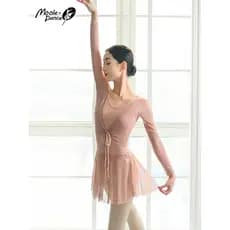 Pequeno jasmim falso terno de ginásio de duas peças terno de dança feminino adulto estilingue Bodysuit gaze Ballet práti