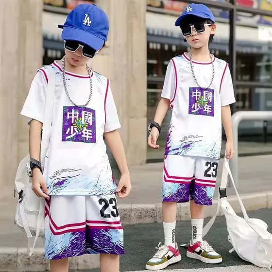 Uniforme de basquete terno meninos verão secagem rápida sem mangas seda gelo médio grande crianças não. 23 Camisa Infant