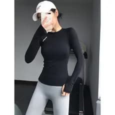 Influenciador estiramento apertado roupas de Fitness de manga comprida camiseta feminina primavera outono correndo roupa