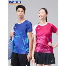 VICTOR Victory Badminton Jersey Homens Mulheres Vime Multi-Competição Treinamento de Manga Curta Camiseta de Malha Multi