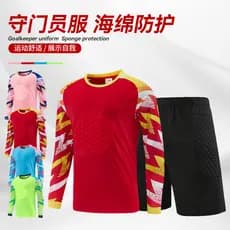 Uniforme de goleiro de futebol masculino esponja protetora terno de treinamento de manga comprida terno esportivo de sec