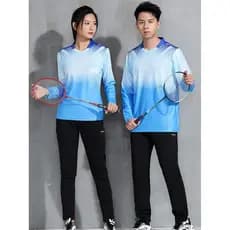 Primavera outono de manga comprida uniforme de Badminton terno masculino feminino de secagem rápida competição camisa de