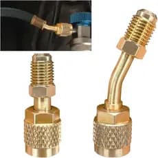R410A Straight & Angled Adapter, Mini Split System Adapter, 5/16" Female to 1/4" Male Flare Quick Couplers, Charging Vac
