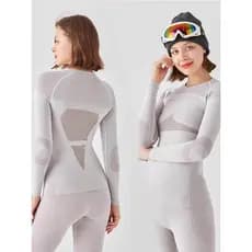 Mi camada de esqui roupas de secagem rápida conjunto de roupa interior funcional feminino ao ar livre montanhismo esport