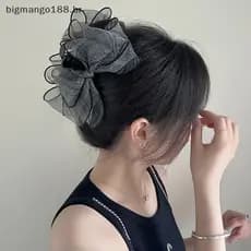 BIBR Elegante Arco Garra De Cabelo Para Mulheres Meninas Moda Doce Malha Grampo Versátil Grande Tubarão Clipe Temperamen