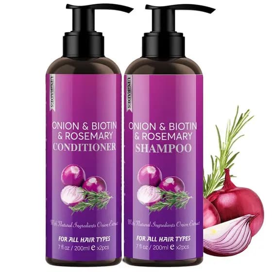 Conjunto de Shampoo e Condicionador de Cebola, Conjunto de Shampoo de Cebola, Alecrim e Biotina, para queda e afinamento