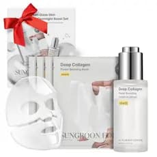 Conjunto Revitalizante Editorial SUNGBOON/Conjunto de Aprimoramento Profundo de Colágeno | Máscara facial (4 peças) e sé