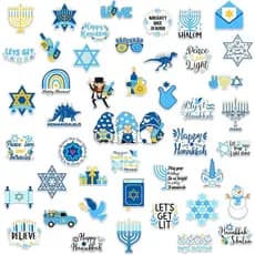 Woanger 45 Pcs Vinyl Hanukkah Stickers Decals for Crafts Scrapbooking Happy Hanukkah Positive Word Stickers Quote Decals