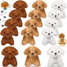 Skylety Pacote com 12 Mini Cães de Pelúcia de 5" - Filhotes de Pelúcia em Lote, Pequenos Cães de Pelúcia Fofos e Macios,