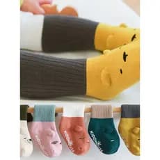 Bonito encontro outono inverno novo estilo meias do bebê grosso Terry bebê tubo médio tridimensional cor combinando recé