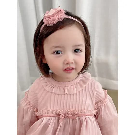 Bebê coreano rosa coroa bandana bebê princesa rosa início do verão gaze coroa elástica ins bandana