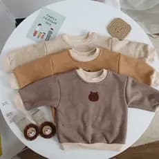 Moletom de bebê forro de lã outono inverno estilo infantil bonito urso roupas das mulheres dos homens bebê engrossado qu