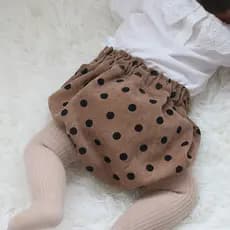 Shorts de veludo para bebê com bolinhas grandes calças PP cuecas infantis