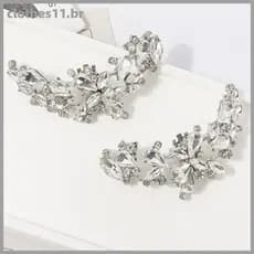 CLOT Feminino Fivela Floral Strass Sapato Clipe Destacável Casamento Acessório De Salto Alto BR