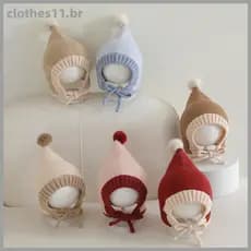 CLOT Chapéu De Bebê Quente De Inverno Com Pompom Fofo – Gorro Infantil De Malha Macia Laço BR
