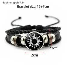 Pulseiras Luminosas De Casal FASHI : Joias Da Amizade Trançadas Pretas Ajustáveis Do Sol E Lua