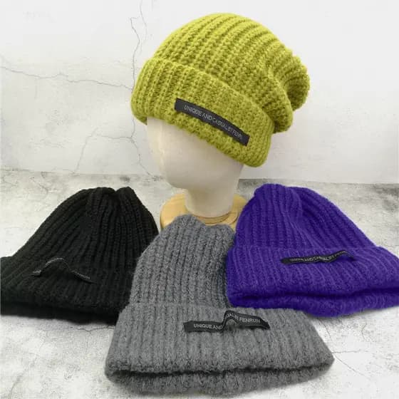 Chapéu extra grande circunferência da cabeça chapéu de malha chapéu de lã pilha chapéu solto extra grande feminino inver