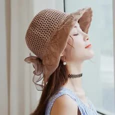 Protetor solar versão coreana cetim grande arco algodão linho chapéu de sol feminino verão praia grande borda chapéu dob