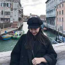 Chapéu octogonal feminino outono inverno maomi versão coreana britânico All-Match japonês arte pintor chapéu abóbora cha